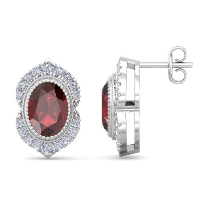 Garnet Earrings: 2 1/2 Carat Garnet and Diamond Earrings