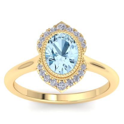 Aquamarine Ring: 1 1/5 Carat Aquamarine and Diamond Ring