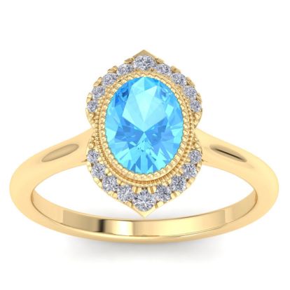 Blue Topaz Ring: 1 3/4 Carat Blue Topaz and Diamond Ring