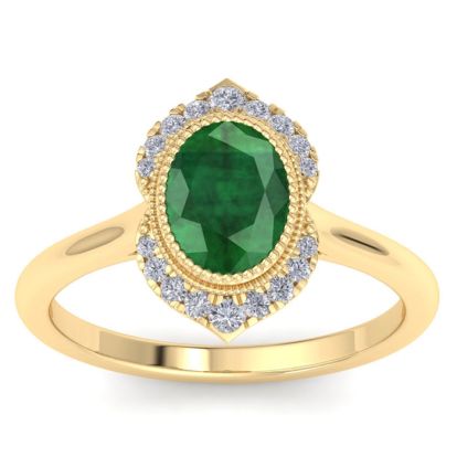 Emerald Ring: 1 1/5 Carat Emerald and Diamond Ring