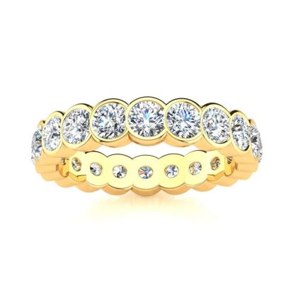 2 1/4 Carat Round Diamond Bezel Set Eternity Ring In 14 Karat Yellow Gold, Ring Size 4
