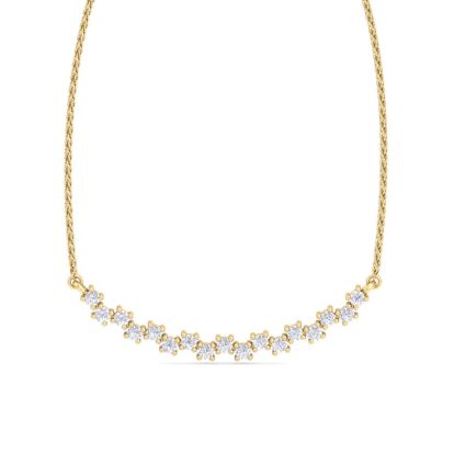 1/4 Carat Diamond Cluster Bar Necklace In 14 Karat Yellow Gold, 18 Inches