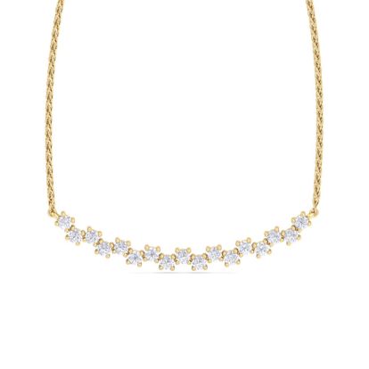 1/2 Carat Diamond Cluster Bar Necklace In 14 Karat Yellow Gold, 18 Inches