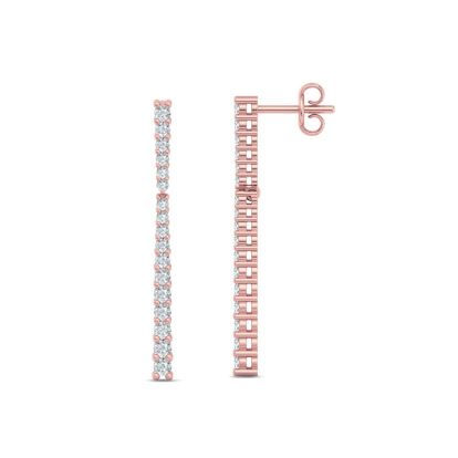 Diamond Drop Earrings: 1/2 Carat Lab Grown Diamond Bar Earrings In 14 Karat Rose Gold, 1 Inch