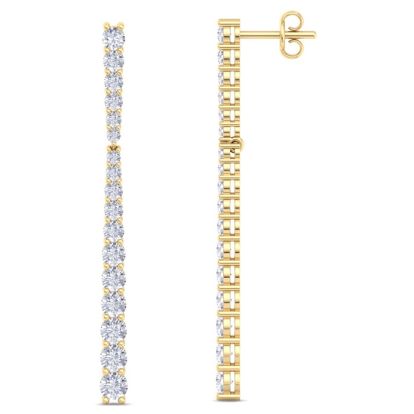 Diamond Drop Earrings: 2 Carat Lab Grown Diamond Bar Earrings In 14 Karat Yellow Gold, 2 Inches