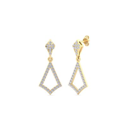 Diamond Drop Earrings: 1/2 Carat Diamond Chandelier Earrings In 14 Karat Yellow Gold, 1 Inch