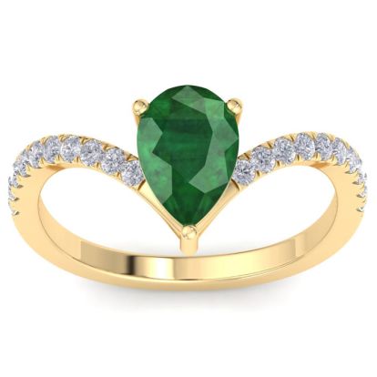 Emerald Ring: 2 Carat Pear Shape Emerald and Diamond Ring