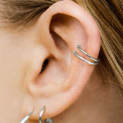 Sterling Silver Barbel Ear Cuff