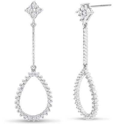 Diamond Drop Earrings: 1/2 Carat Diamond Drop Earrings In 14K White Gold, 1 1/2 Inches