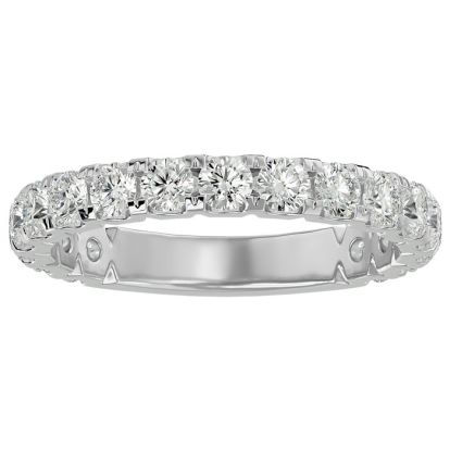 1 1/4 Carat Round Moissanite Band Matching Band In 14 Karat White Gold