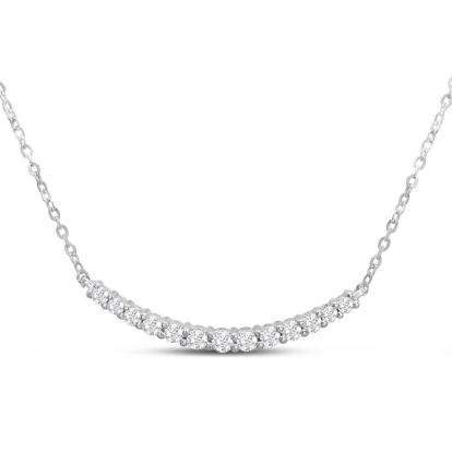 1/2 Carat Graduated Diamond Smile Necklace In Sterling Silver With 22 Inch Adjustable Chain