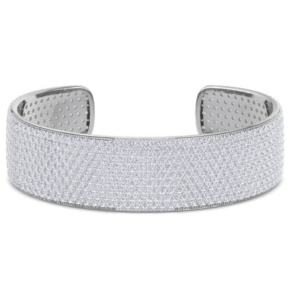 20 Carat Diamond Bangle Bracelet In 14K White Gold, 3/4 Inch Wide