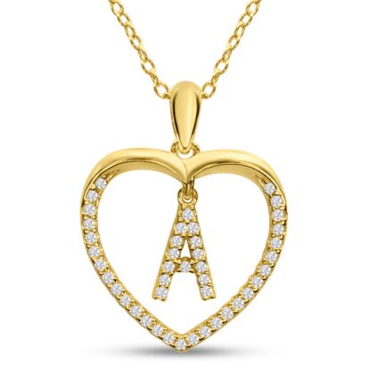 Letter A 1/5ct Diamond Initial Necklace In Yellow Gold Over Sterling Silver, 16 Inches