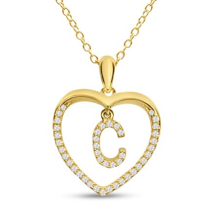 Letter C 1/5ct Diamond Initial Necklace In Yellow Gold Over Sterling Silver, 16 Inches