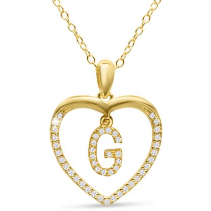 Letter G 1/5ct Diamond Initial Necklace In Yellow Gold Over Sterling Silver, 16 Inches