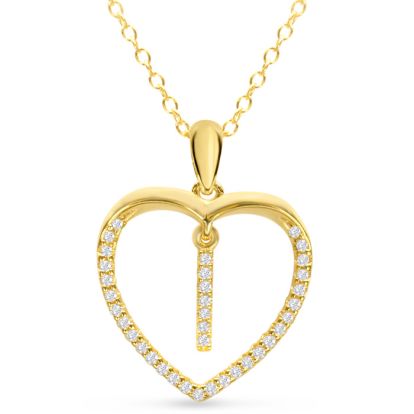 Letter I 1/5ct Diamond Initial Necklace In Yellow Gold Over Sterling Silver, 16 Inches