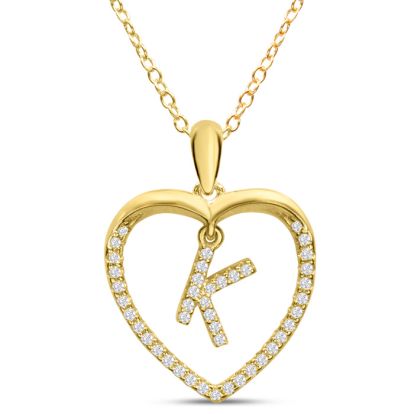 Letter K 1/5ct Diamond Initial Necklace In Yellow Gold Over Sterling Silver, 16 Inches