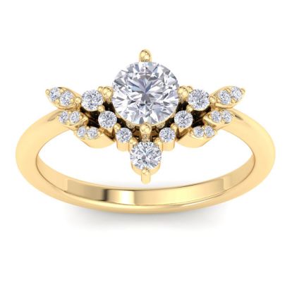 1 Carat Intricate Diamond Engagement Ring In 14K Yellow Gold