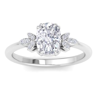 2 Carat Cushion Cut Diamond Engagement Ring In 14K White Gold