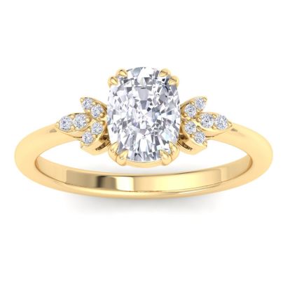 2 Carat Cushion Cut Diamond Engagement Ring In 14K Yellow Gold