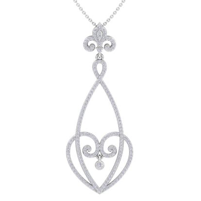 1 Carat Diamond Chandelier Necklace In 14 Karat White Gold, 18 Inches