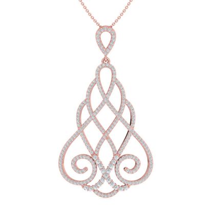 1 1/2 Carat Diamond Chandelier Necklace In 14 Karat Rose Gold, 18 Inches