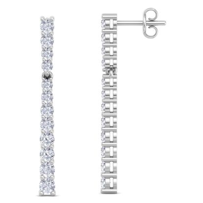 1 Carat Lab Grown Diamond Bar Earrings In 14 Karat White Gold, 1 Inch