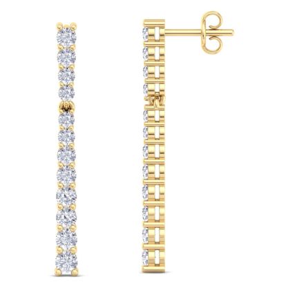 1 Carat Lab Grown Diamond Bar Earrings In 14 Karat Yellow Gold, 1 Inch