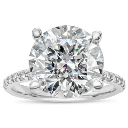 3 1/2 Carat Lab Grown Diamond Hidden Halo Engagement Ring In 14K White Gold
