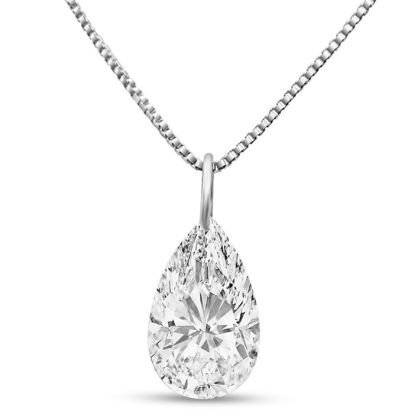 1 Carat Pear Shape Lab Grown Diamond Solitaire Necklace In 14K White Gold