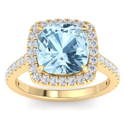 Aquamarine Rings: 4 1/4 Carat Aquamarine and Diamond Ring