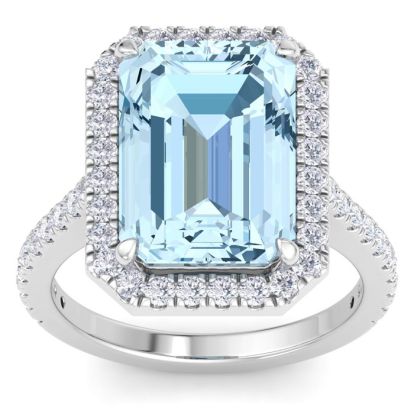 Aquamarine Rings: 7 1/3 Carat Aquamarine and Diamond Ring