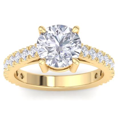 3 Carat Round Lab Grown Diamond Classic Engagement Ring In 14K Yellow Gold