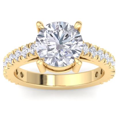4 Carat Round Lab Grown Diamond Classic Engagement Ring In 14K Yellow Gold
