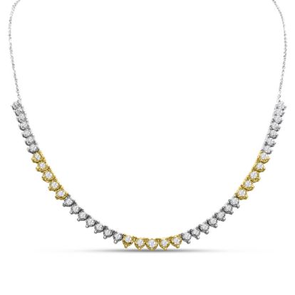 2 Carat Graduated Diamond Smile Necklace In 14K Two Tone Gold With 17 Inch Adjustable Chain