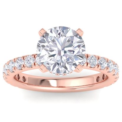 4 Carat Round Lab Grown Diamond Hidden Halo Engagement Ring In 14K Rose Gold