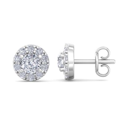 1/4ct Diamond Stud Earrings With Pave Diamonds in White Gold