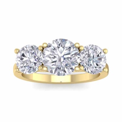 4 Carat Lab Grown Diamond Three Stone Ring In 14 Karat Yellow Gold