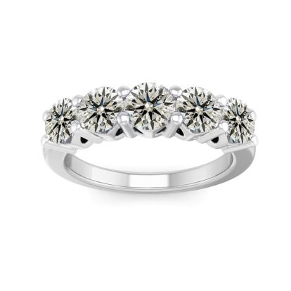 Estate Jewelry 2 Carat Five Lab Grown Diamond Wedding Band In Platinum, Size 8