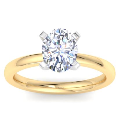 2 Carat Oval Shape Lab Grown Diamond Ring In 14K Yellow Gold, Solitaire