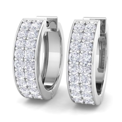 1/2 Carat Diamond Mens Hoop Earrings In 14 Karat White Gold