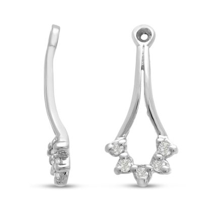 Estate Jewelry 14 Karat White Gold Cluster Dangle Diamond Earring Jackets, Dress Up Your Stud Earrings & SAVE!