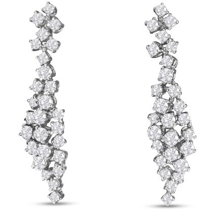 2 Carat Diamond Drop Earrings In 14 Karat White Gold, 1 1/2 Inches
