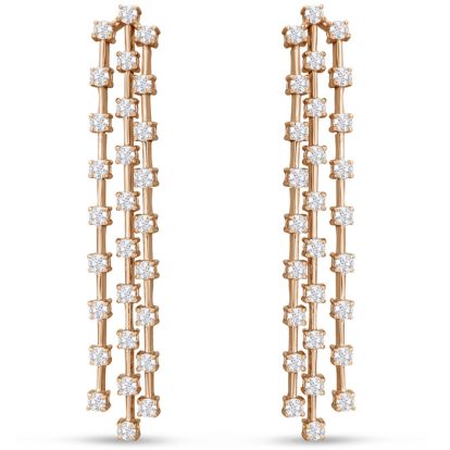 3 Carat Diamond Drop Earrings In 14 Karat Yellow Gold, 2 Inches