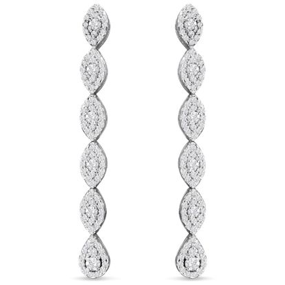 2 Carat Diamond Drop Earrings In 14 Karat White Gold, 2 Inches