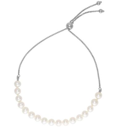 5mm Freshwater Cultured Pearl Adjustable Bolo Bracelet In 14K White Gold, 6-9 Inches