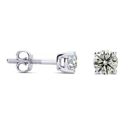 Estate Jewelry AGS Certified 1/3 Carat Diamond Stud Earrings In 14 Karat White Gold