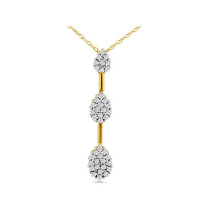 Diamond Pendants: 1/2ct Triple Pear Diamond Pendant in 10k Yellow Gold