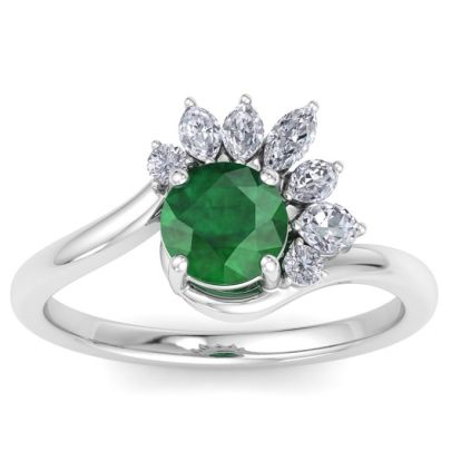 Emerald Ring: 1 1/4 Carat Emerald and Diamond Ring