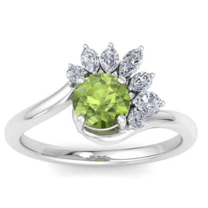 Peridot Ring: 1 1/4 Carat Peridot and Diamond Ring